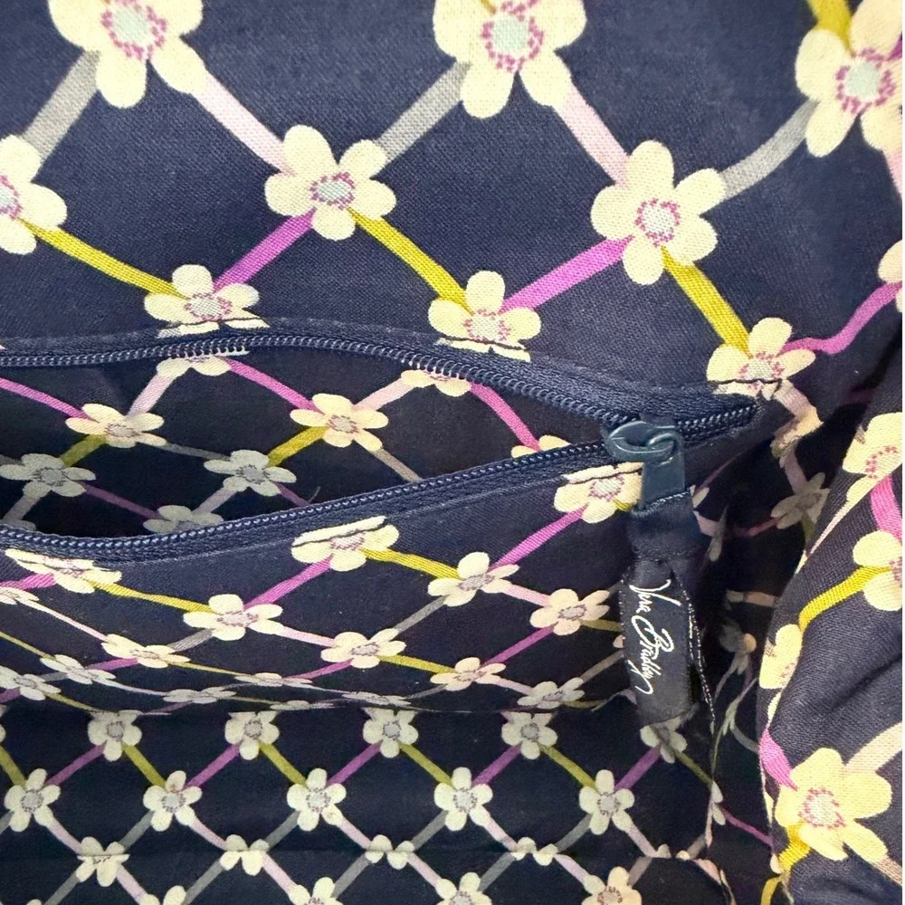 Vera Bradley Floral Nightingale Frame Satchel Hand Bag Patent Trim Vintage Style